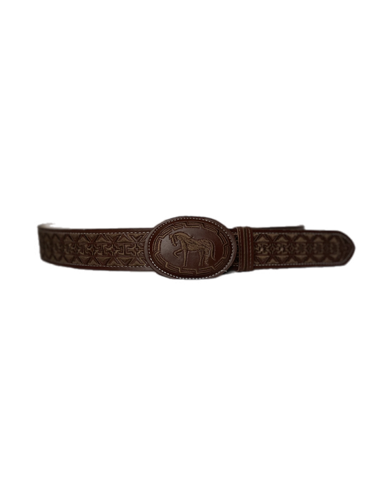 Dark Brown Stylish Horse Textured Leather Belt
