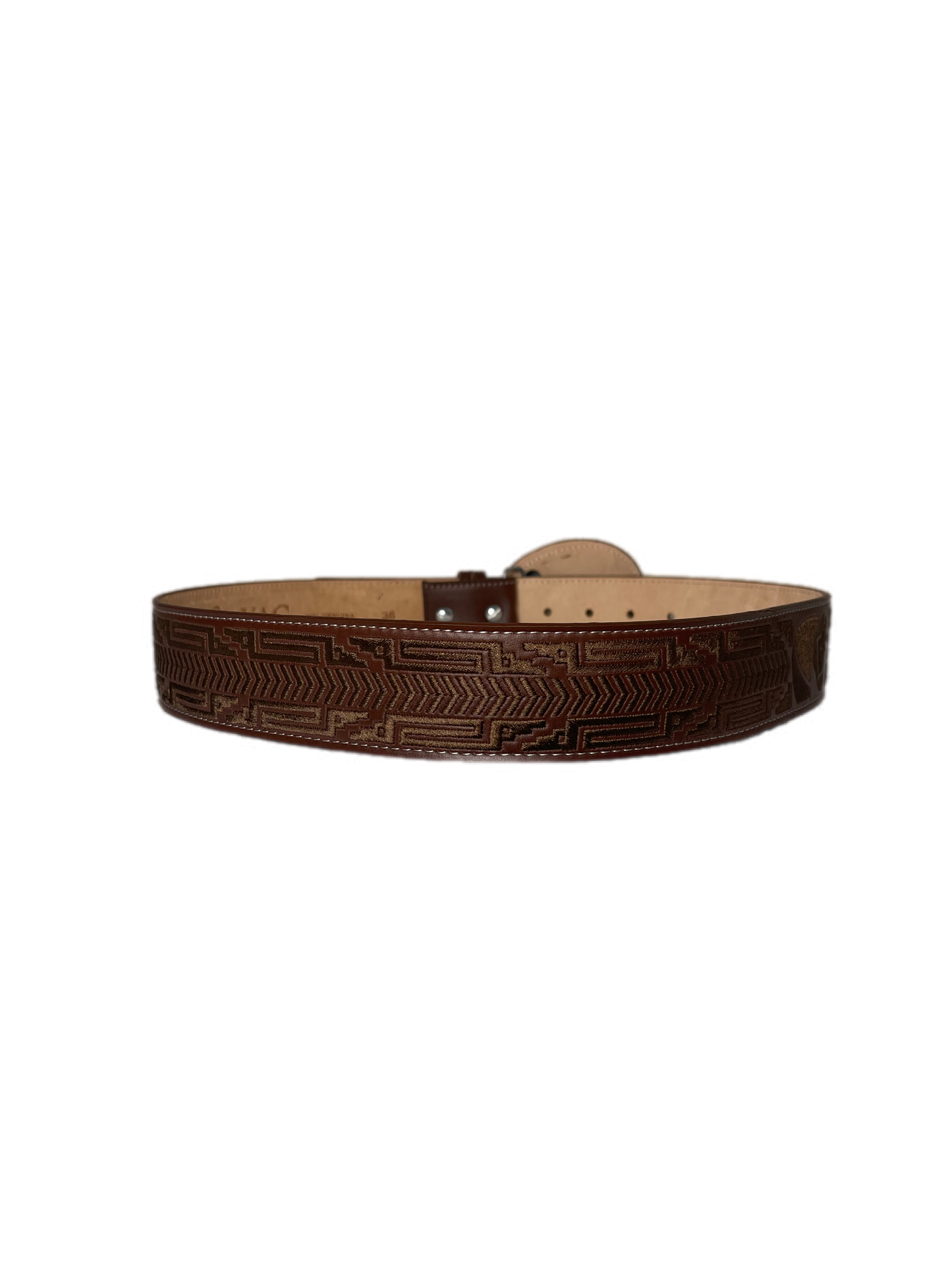 Horse Brown On Brown Leather Belt