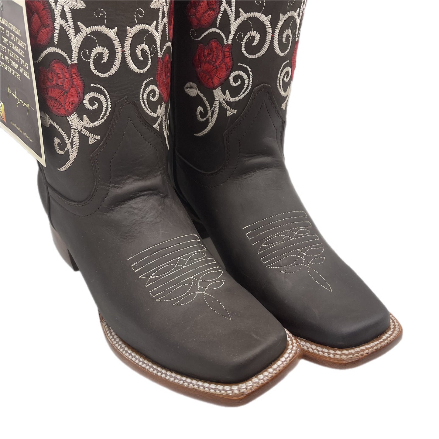 Women rose textured brown boots