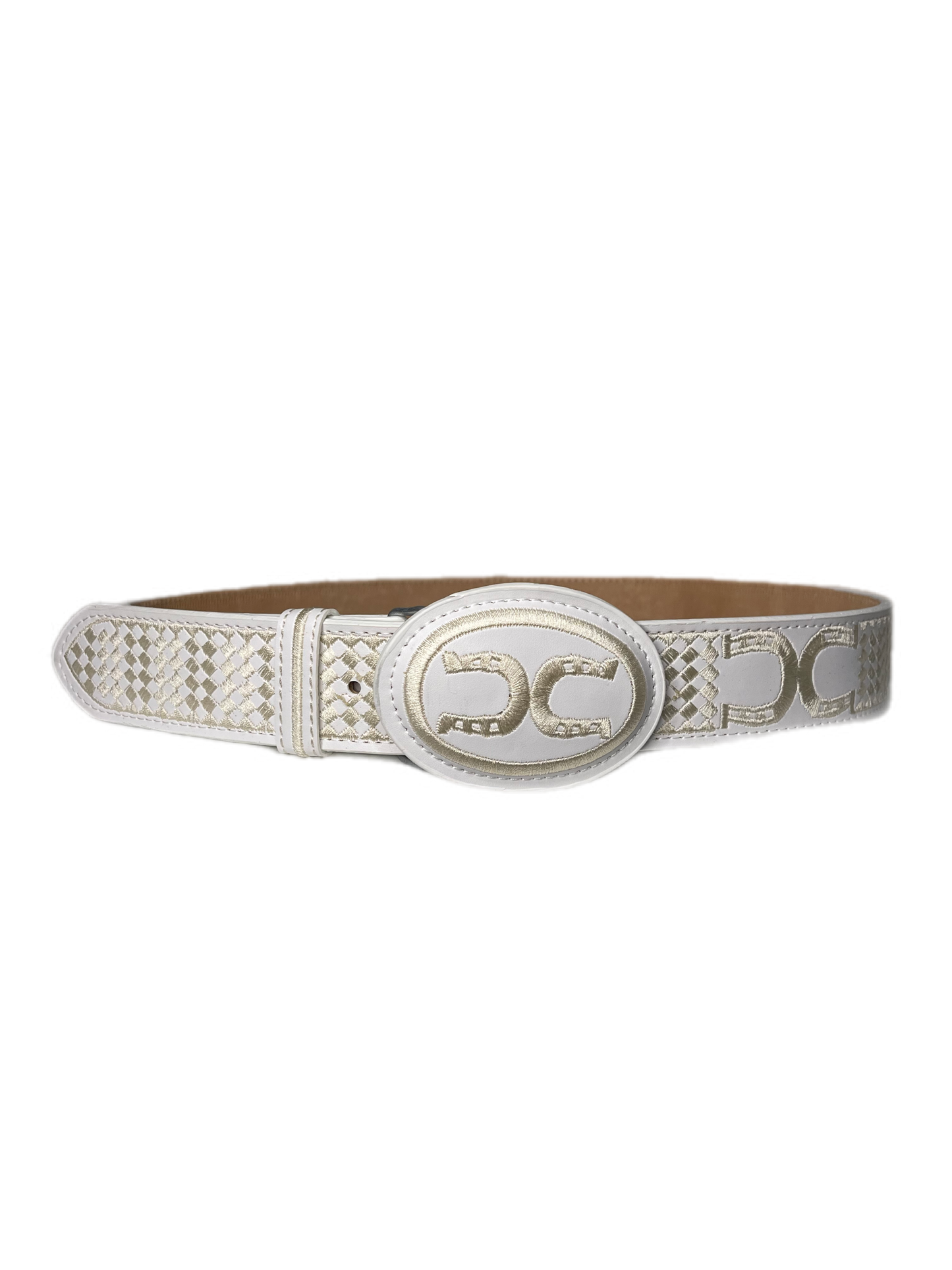 White Horseshoe Textured Belt