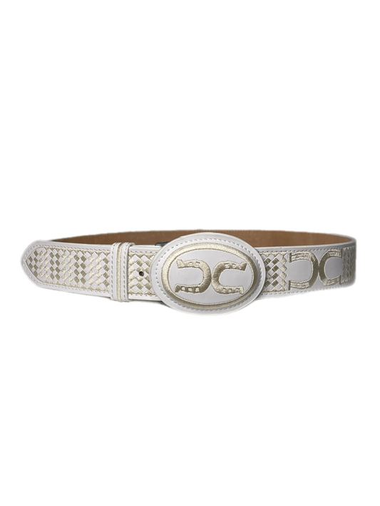 White Horseshoe Textured Belt