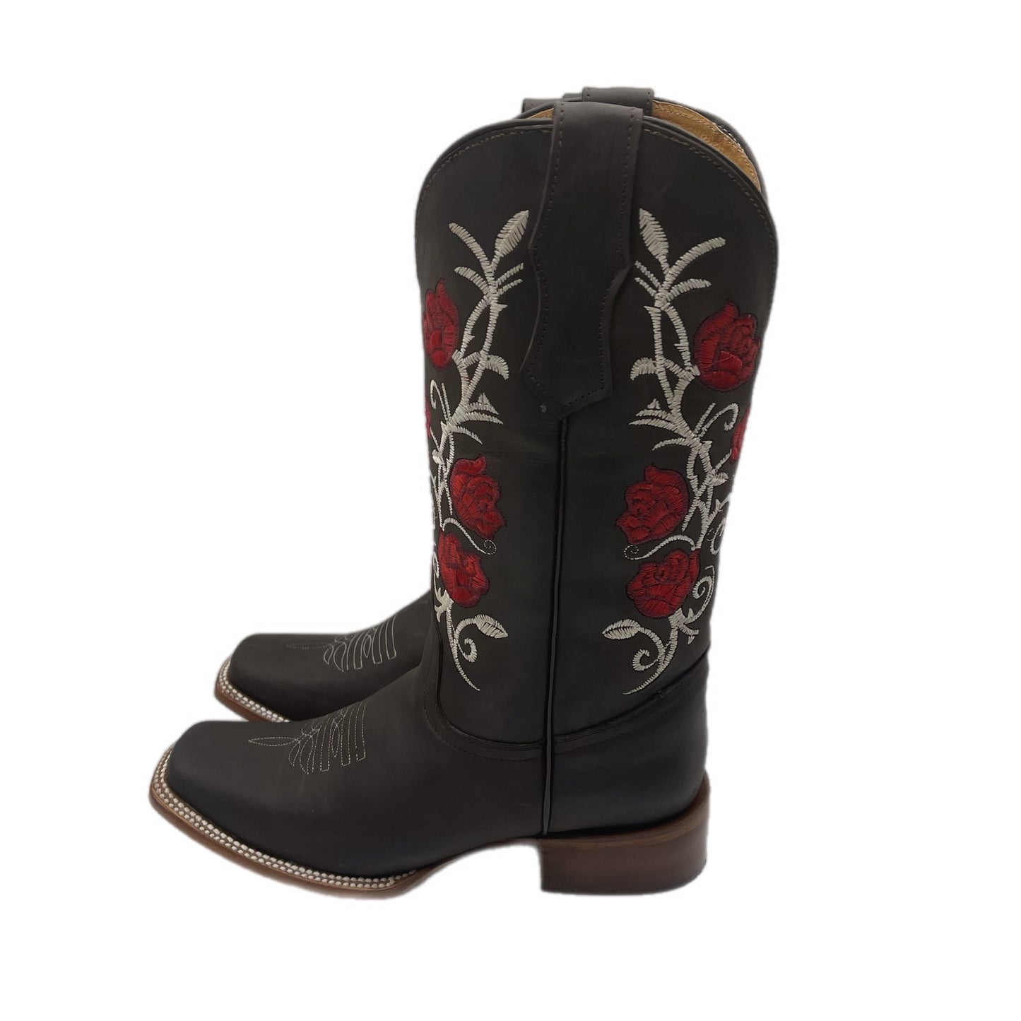 Women rose textured brown boots