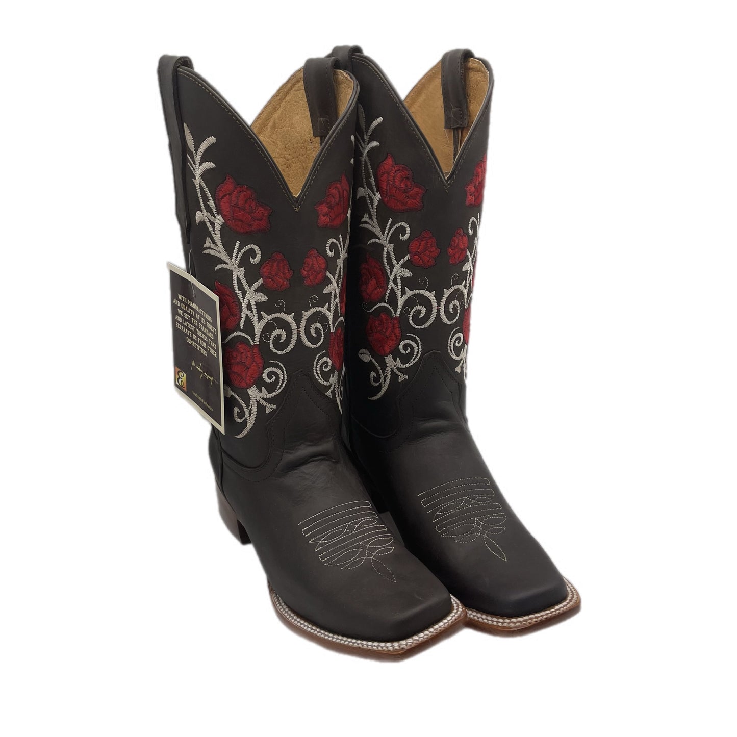 Women rose textured brown boots