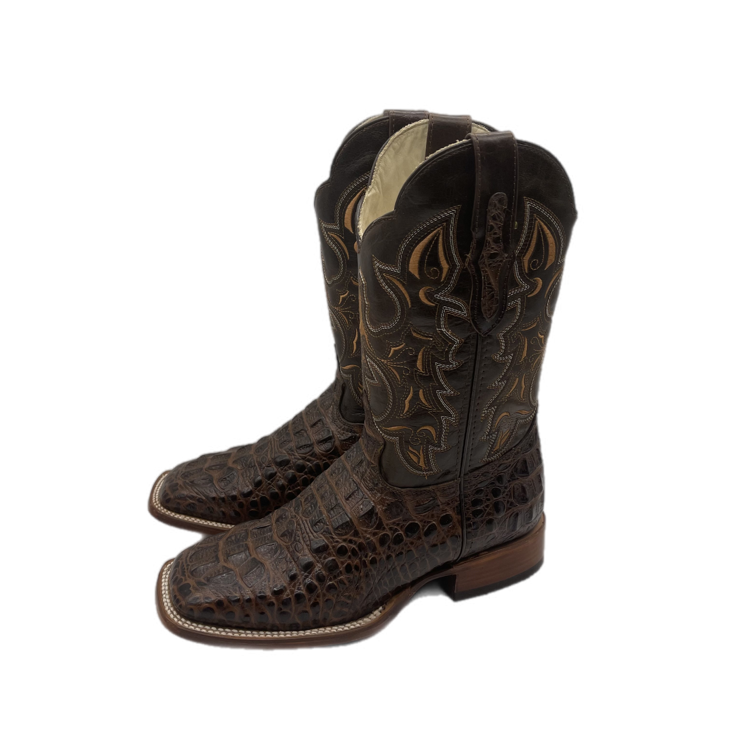 Dark brown leather Boots with textured design