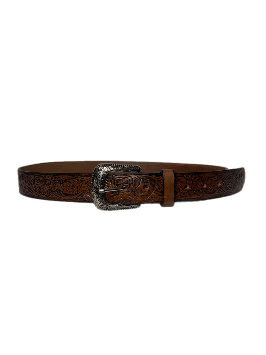 Dark Brown Leather Textured Belt
