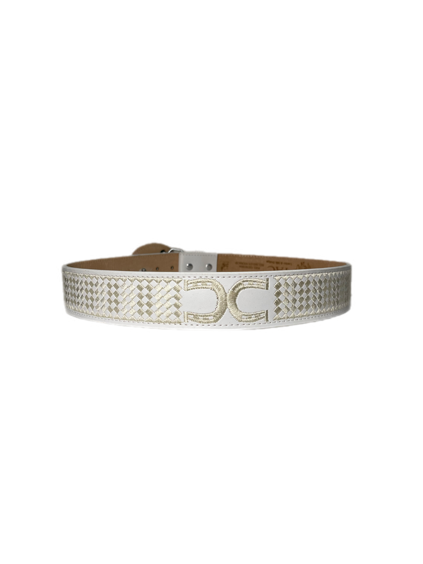 White Horseshoe Textured Belt