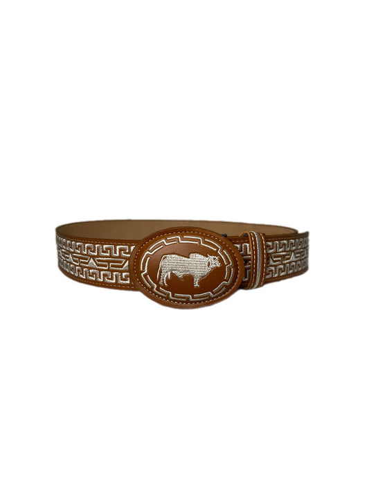 Brown And White Bull Texture Belt - Frontera Western Wear