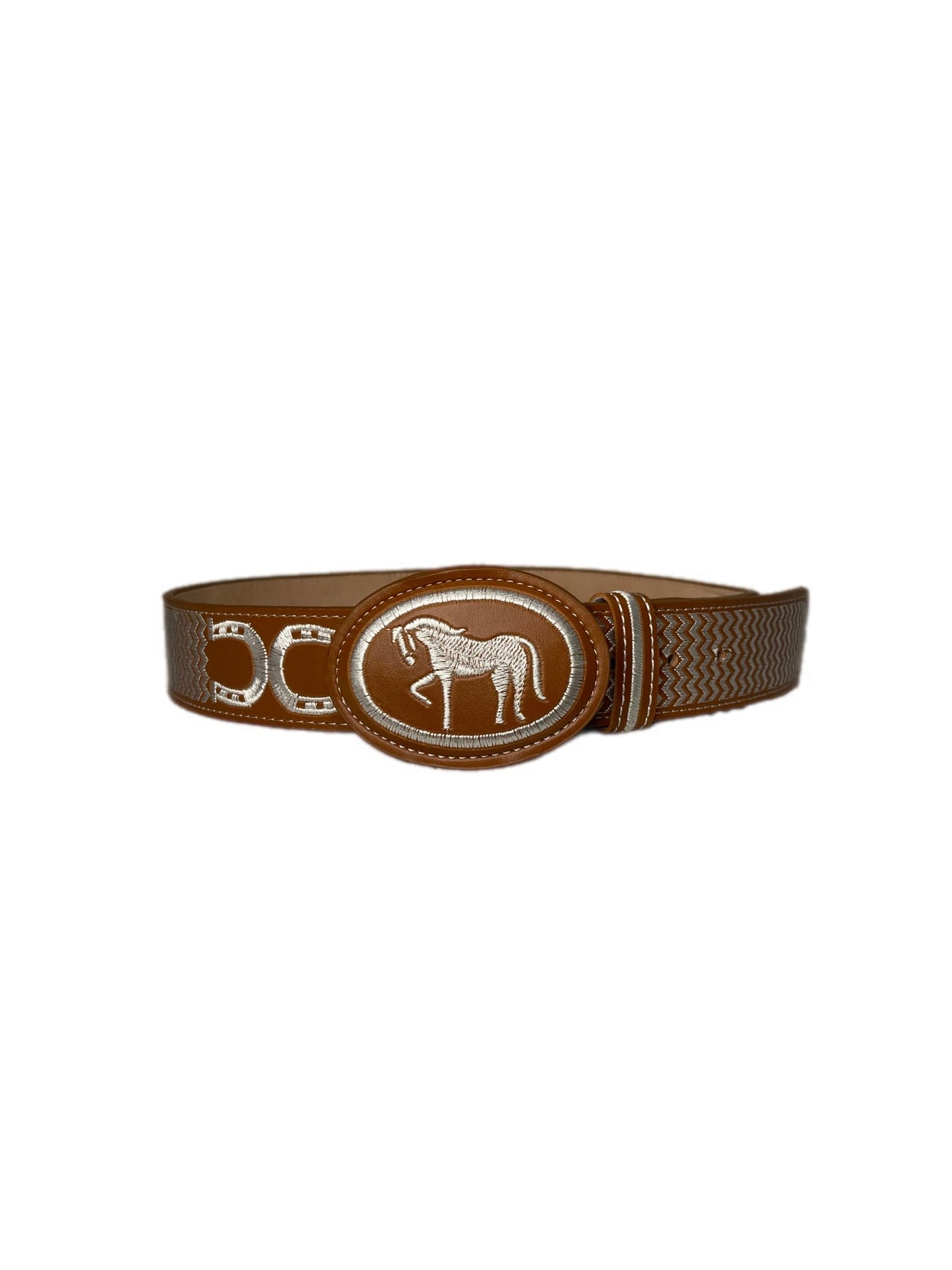 Brown Horse White Textured Belt - Frontera Western Wear