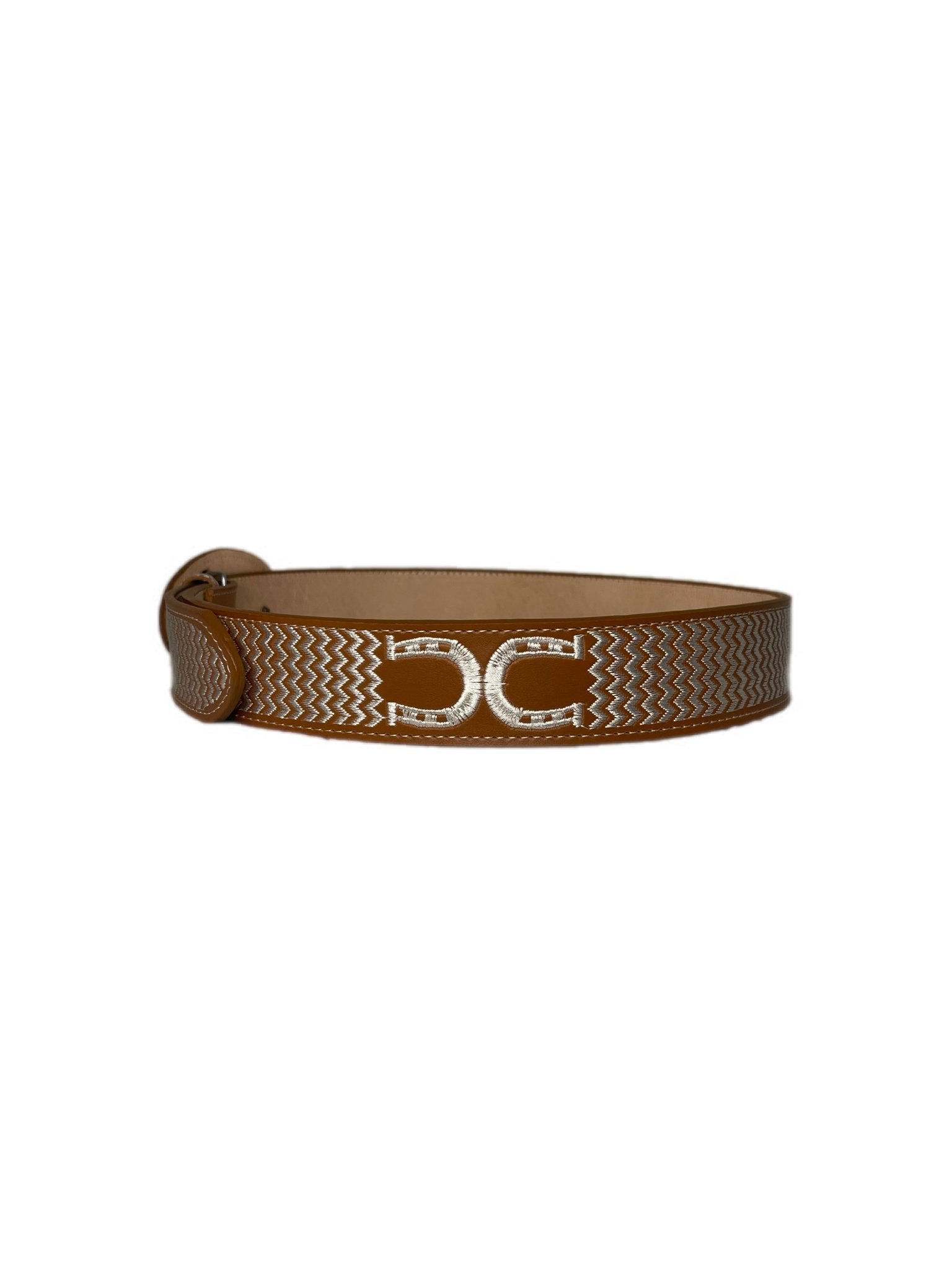 Brown Horse White Textured Belt - Frontera Western Wear