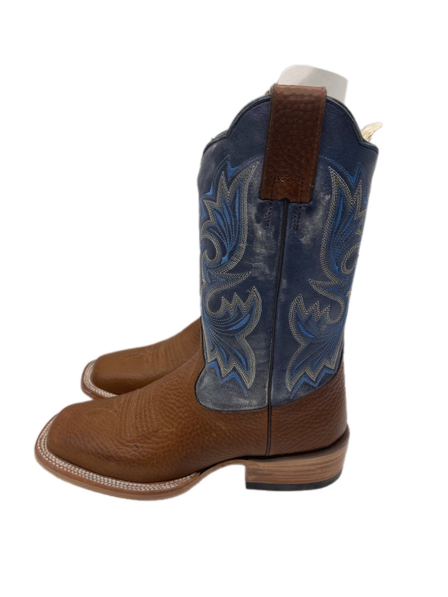 Brown Leather Blue Textured Boots - Frontera Western Wear