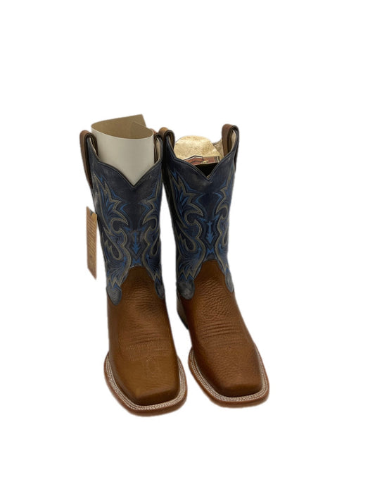Brown Leather Blue Textured Boots - Frontera Western Wear