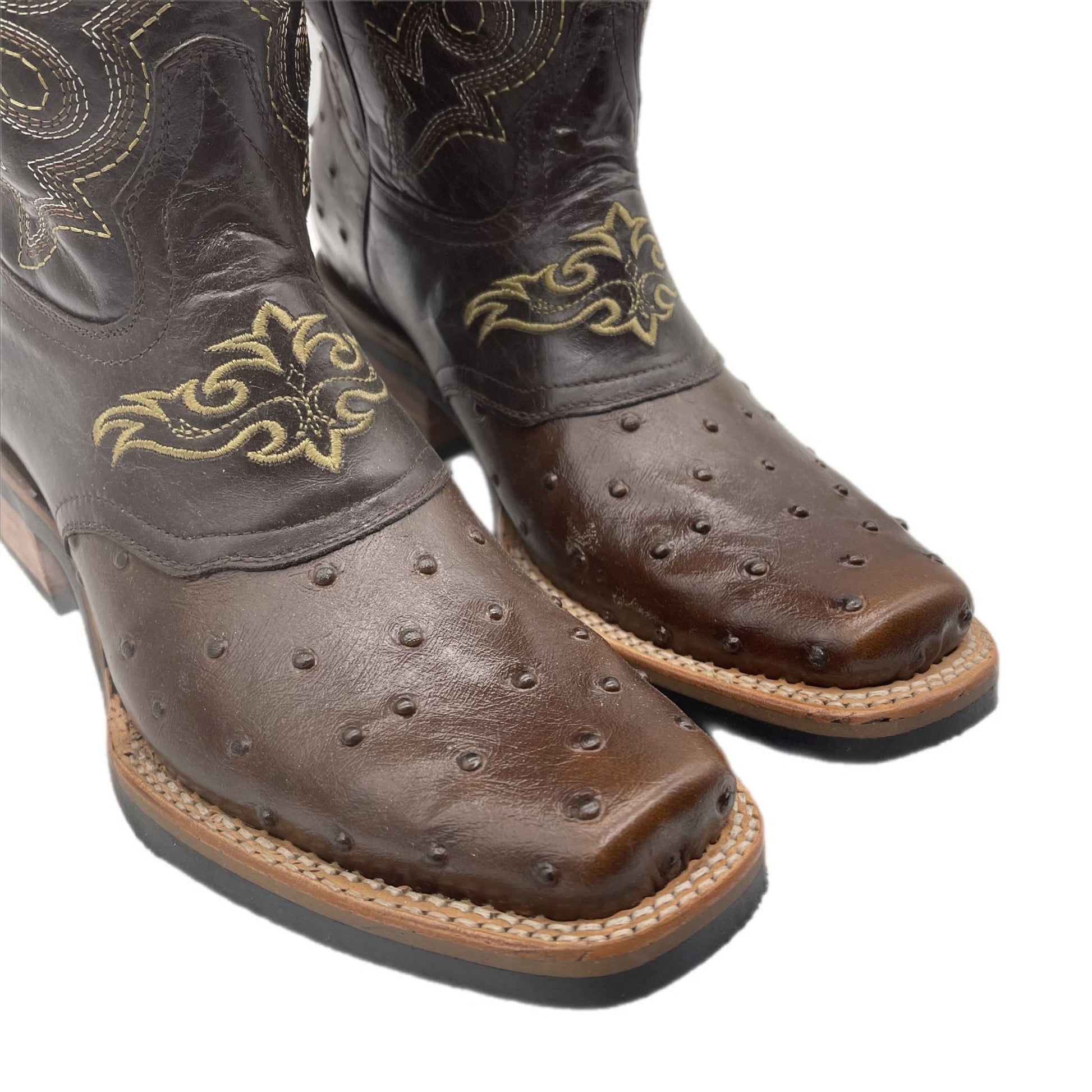 Brown leather dotted textured boots - Frontera Western Wear