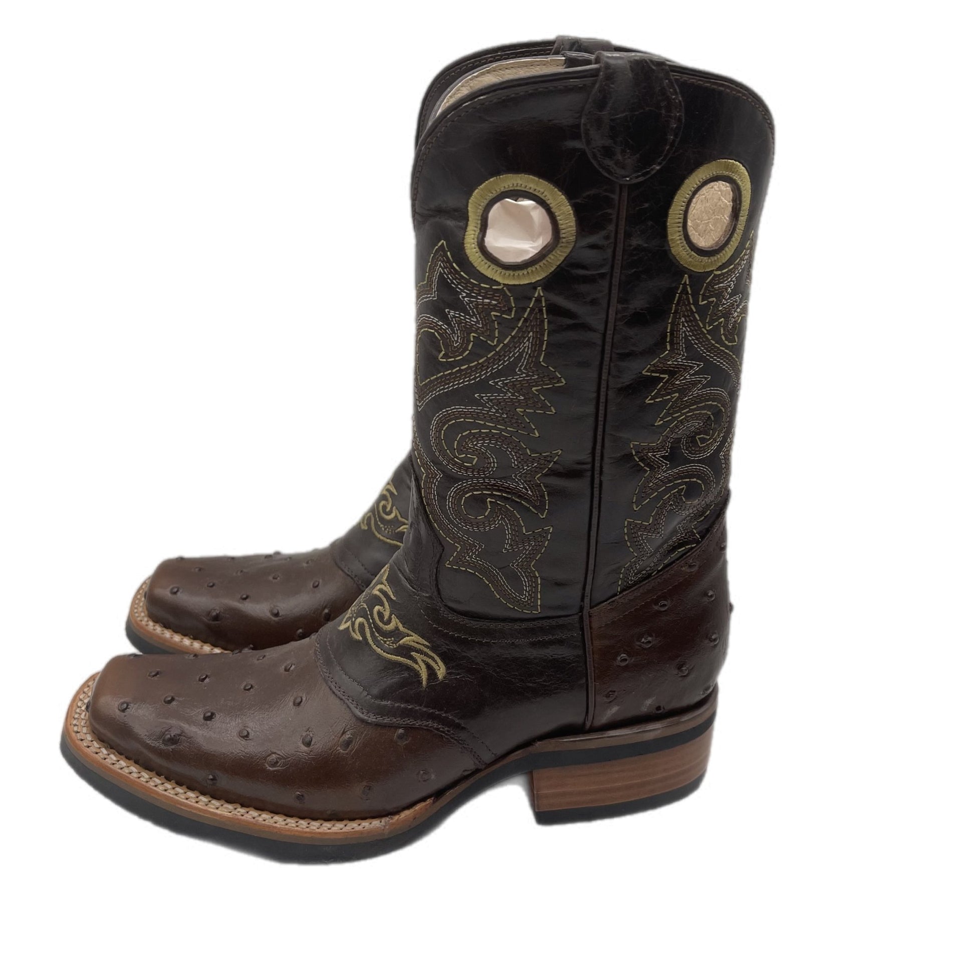 Brown leather dotted textured boots - Frontera Western Wear