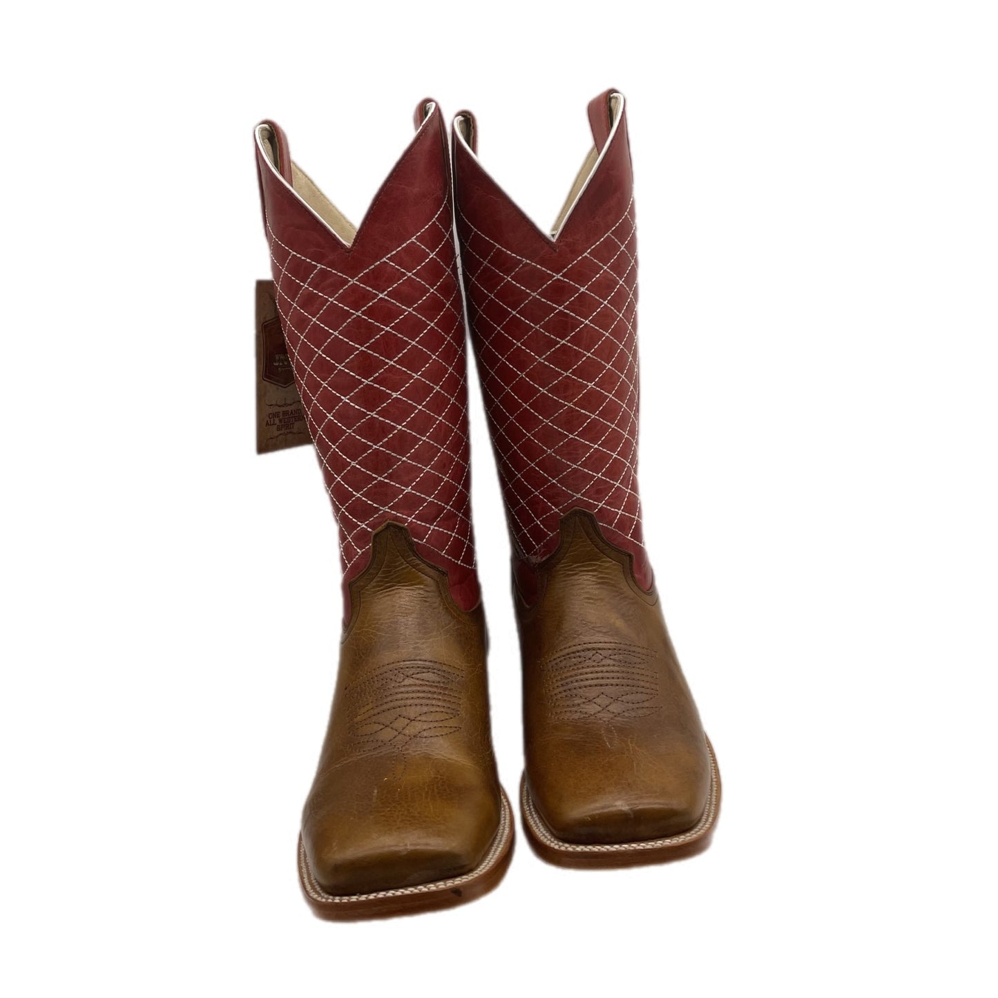 Brown Leather Red Textured Boots - Frontera Western Wear