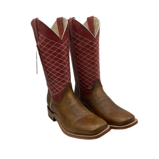 Brown Leather Red Textured Boots - Frontera Western Wear
