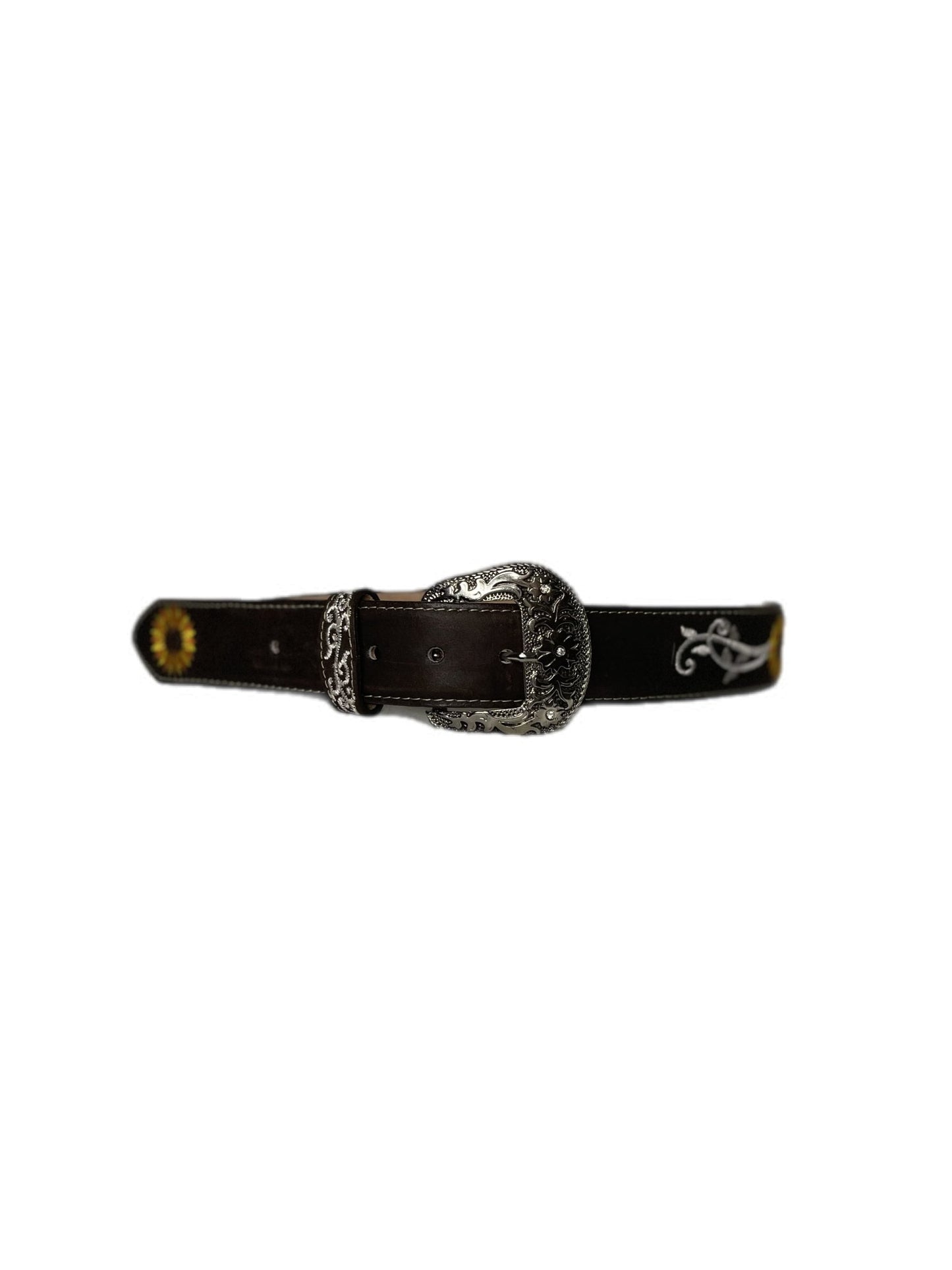 Brown Leather Sunflower Belt - Frontera Western Wear