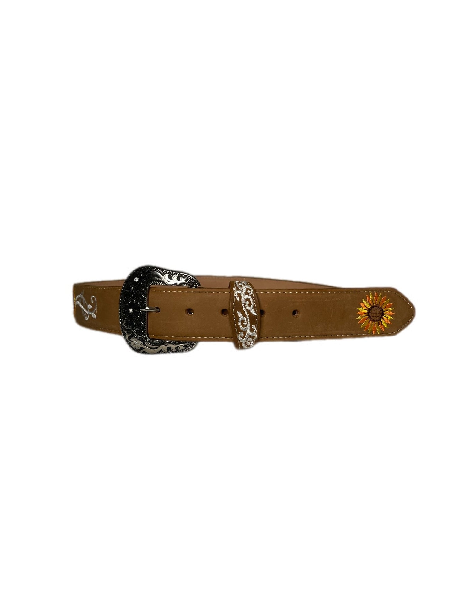 Brown Leather Sunflower Belt - Frontera Western Wear