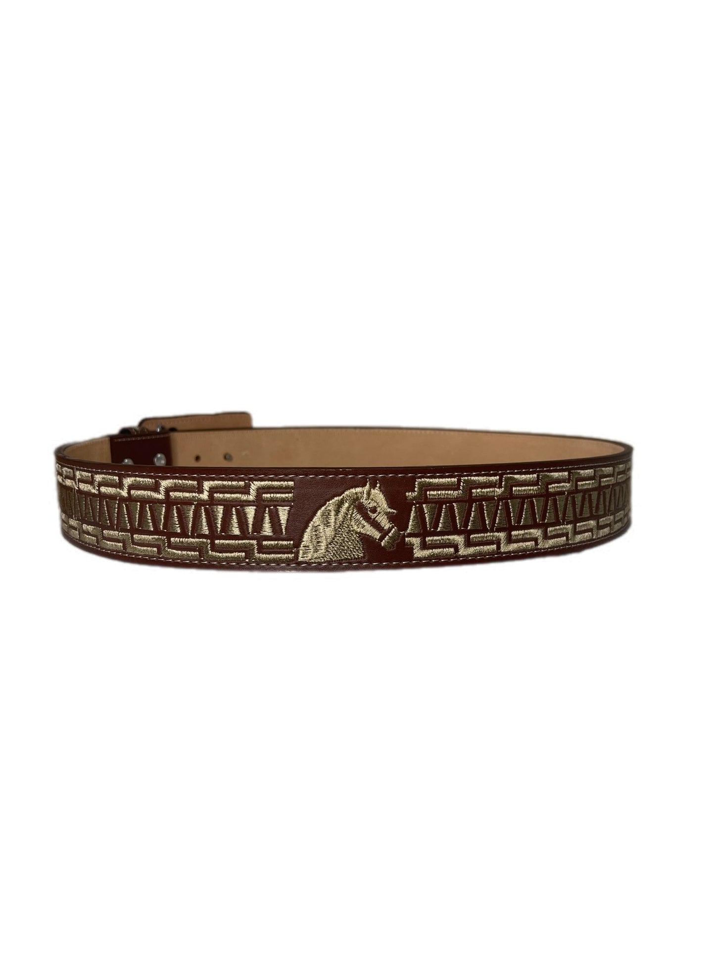 Dark Brown Belt White Horse Texture - Frontera Western Wear