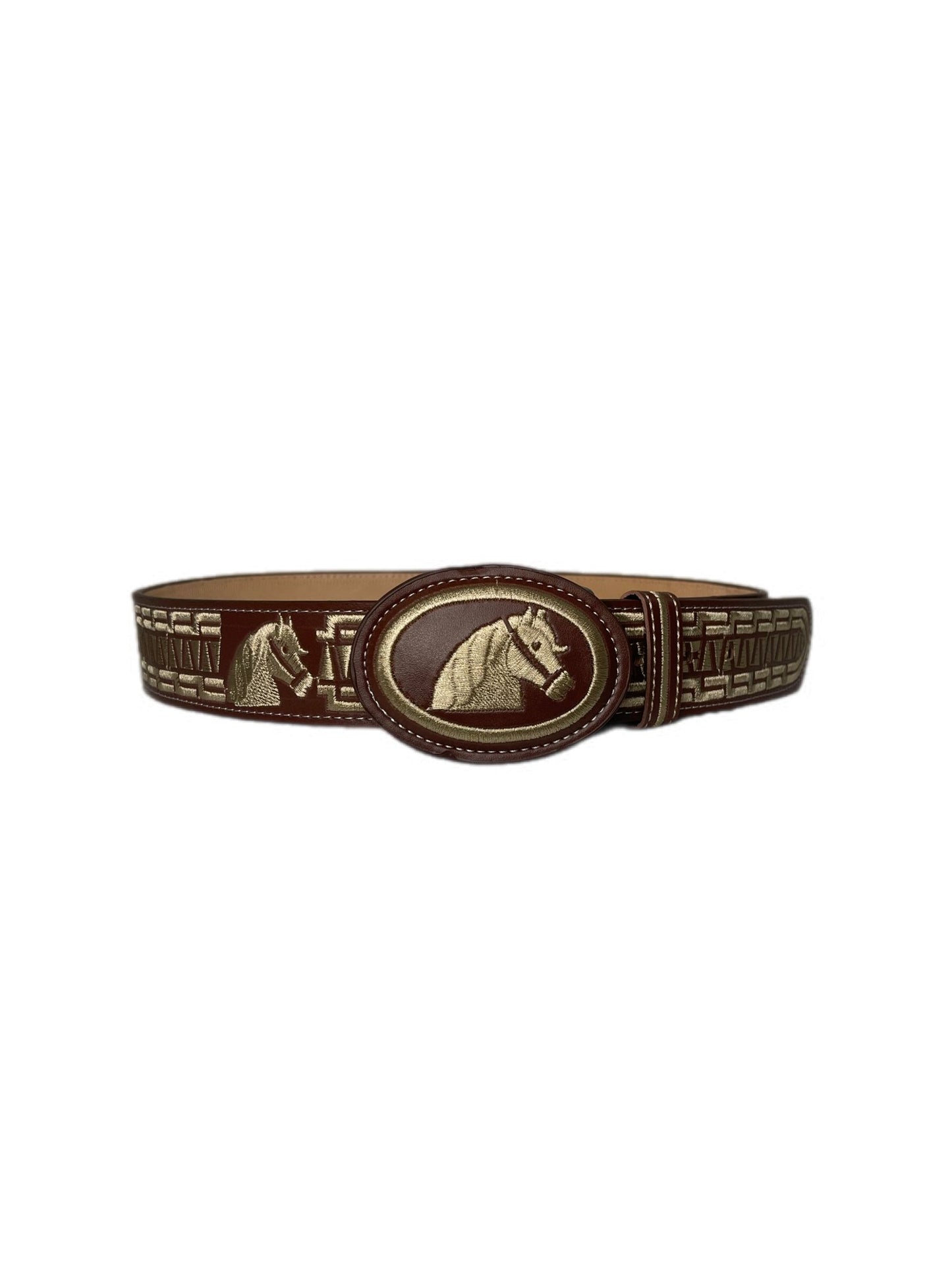 Dark Brown Belt White Horse Texture - Frontera Western Wear